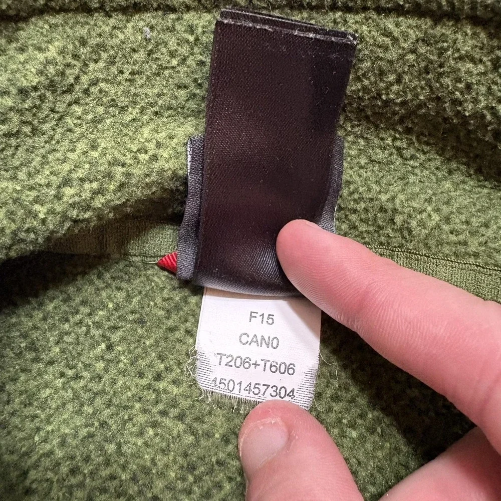 The North Face Fleece Pullover Mens Large Green 1/4 Zip Mock Neck Hiking Outdoor